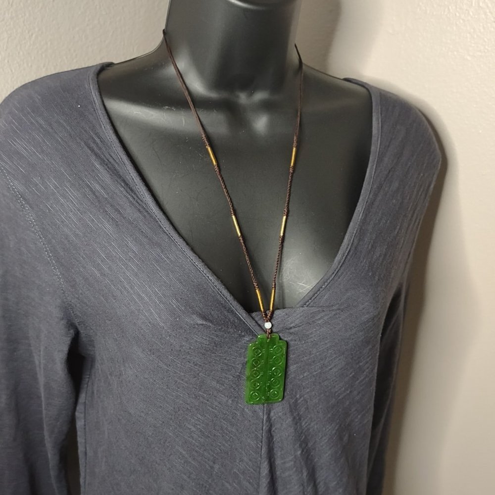 Rectangular Decorative Double Sided Green Stone P… - image 1